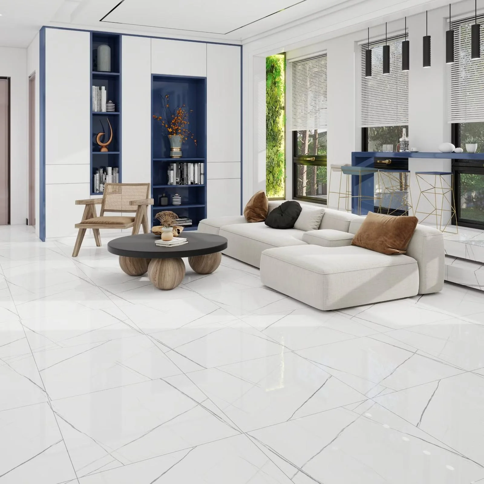 Marble-look living room tile inspiration
